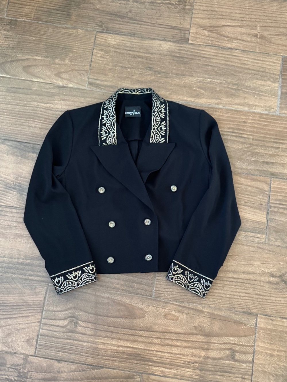 Vintage Positive Attitude Cropped Beaded Blazer - Large